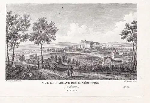Vue de l'Abbaye des Benedictins a Autun. - Abbaye Saint-Jean-le-Grand Autun Saone-et-Loire Bourgogne Ansicht v