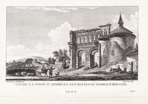 Vue de la Porte St. André et des Restes du Temple d'Hercule - Autun Porte Saine-Andre Saone-et-Loire Bourgogne