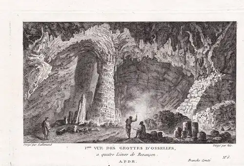 I.ere Vue des Grottes d'Osselles, a quatre Lieues de Besancon. - Grotte d'Osselle Besancon Doubs Bourgogne Ans