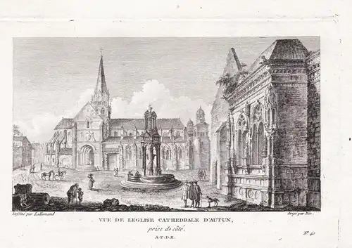 Vue de l'Eglise Cathedrale d'Autun, prise de côté. -  Autun eglise cathedrale Saone-et-Loire Bourgogne Ansicht