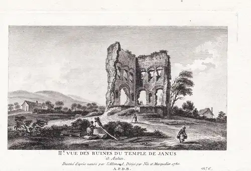 IIe. Vue des Ruines du Temple de Janus a Autun. - Autun Temple de Janus Saone-et-Loire Bourgogne  Ansicht view