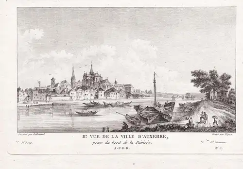 IIe. Vue de la Ville d'Auxerre, prise du bord de la Riviere - Auxerre Yonne Bourgogne Ansicht view vue