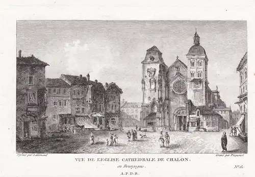 Vue de l'eglise cathedrale de Chalon, en Bourgogne. - Chalon-sur-Saone eglise Saone-et-Loire Bourgogne Ansicht