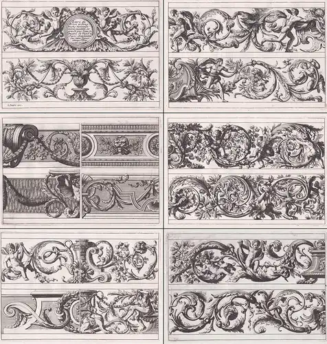 Livre de Frise et Ornemens nouvellemenet inventé et gravé par Jean le Pautre - Series of Baroque ornamental de