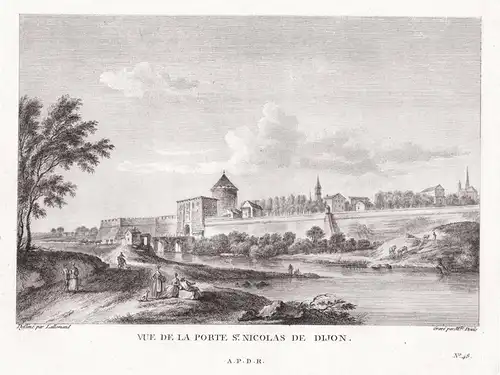 Vue de la Porte St. Nicolas de Dijon. - Dijon Porte Saint-Nicolas Cote-d'Or Bourgogne Ansicht view vue