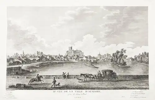 IIe. Vue de la Ville d'Auxerre, prise de dessus le Pont - Auxerre Yonne Bourgogne Frankreich France Ansicht vi