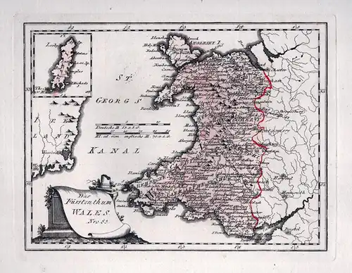 Das Fürstenthum Wales. Nro. 85. - Wales United Kingdom Great Britain map Karte