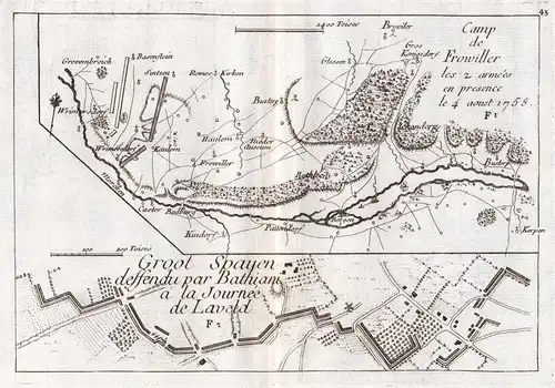 Camp de Frowiller les 2 armées en presence le 4 aoust 1758 / Groot Spauen deffendu par Bathiani a la Journée d