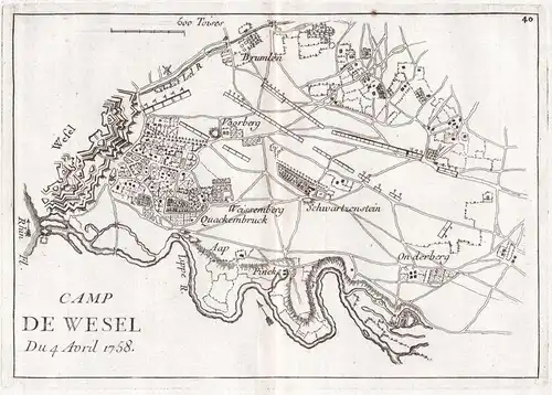 Camp de Wesel du 4 avril 1758 - Wesel Lippe Wittenberg Fusternberg / Nordrhein-Westfalen