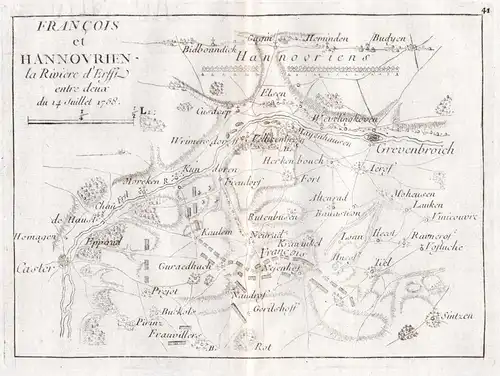 Francois et Hannovrien la Riviere d'Erffi entre deux du 14. Juillet 1758 - Grevenbroich Wevelinghoven / Nordrh