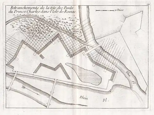Retranchements de la tete des Ponts du Prince Charles dans l'Isle de Reinac - Rheinweiler Rhein Bad Bellingen