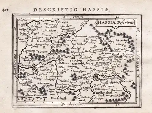 Hassiae Descriptio. - Hessen Marburg Kassel map Karte carte