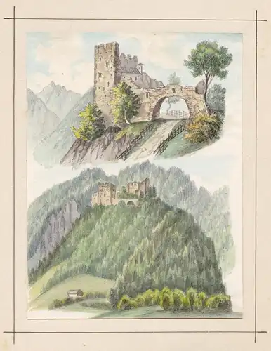 Ruine Rottenburg bei Jenbach. / Süd. u. Westseite. - Burg Rottenburg / Buch im Tirol bei Jenbach / Österreich