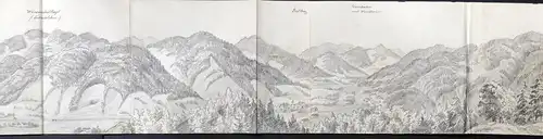 Panorama vom Heiligenstein bei Weyer. Gezeichnet und aufgenommen 6. 9.1876 von W. L. - Alpen / Traunviertel /