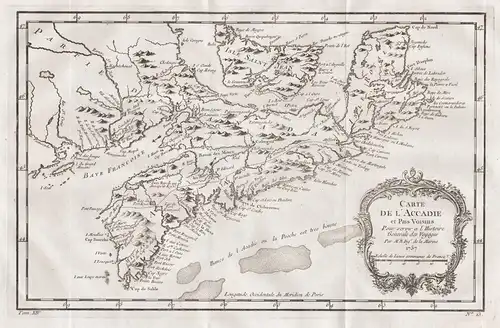 Carte de l'Accadie et pais voisins - Nova Scotia Canada Kanada map Karte carte