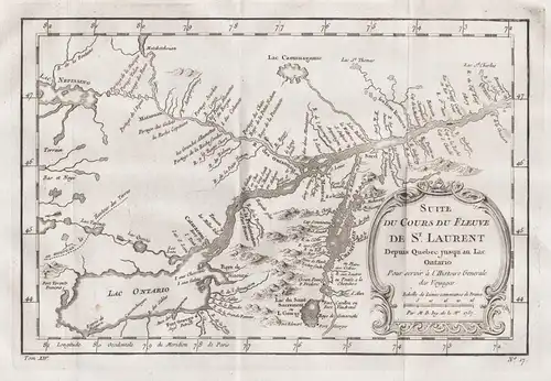 Suite du cours du fleuve de St. Laurent - Sankt-Lorenz-Strom Saint Lawrence River fleuve Canada America map Ka