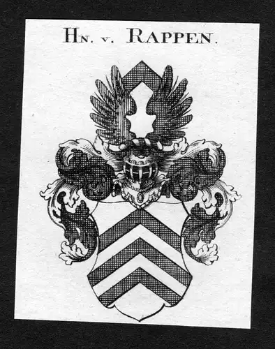 Rappen - Rappe Rapp Rappen Wappen Adel coat of arms heraldry Heraldik Kupferstich