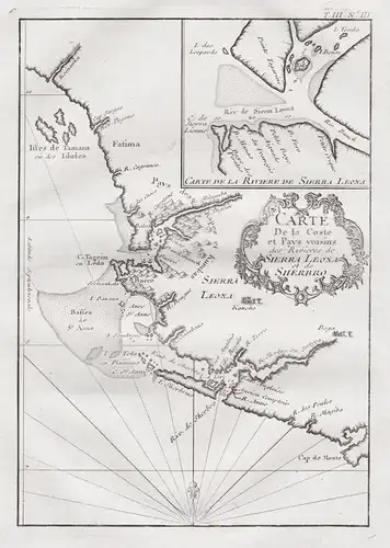 Carte de la Coste et Pays voisins des Rivieres de Sierra Leona et de Sherbro - Sierra Leone Sherbro Island Fre