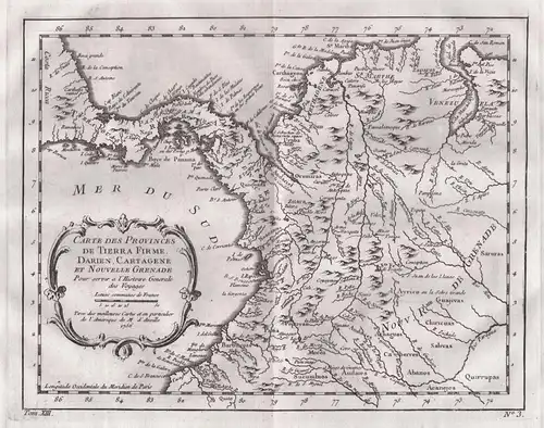 Carte des provinces de Tierra Firme Darien Cartagene et Nouvelle Grenade - Panama Cartagena de Indias Venezuel