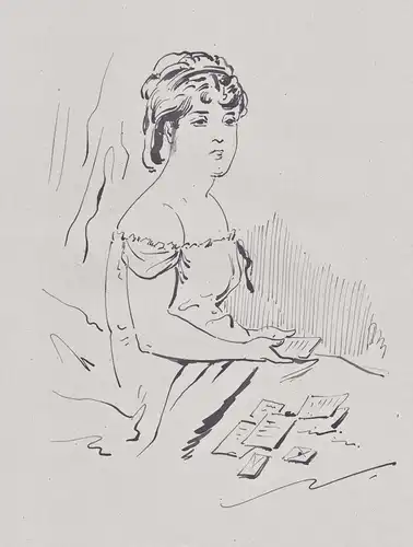 (A woman with some letters in her lap) - woman femme Frau / Briefe lettres
