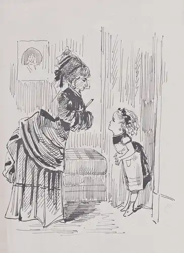 (Aristocratic lady talking to a young girl) - Mädchen fille / Mode Parisian fashion / Kostüme costumes