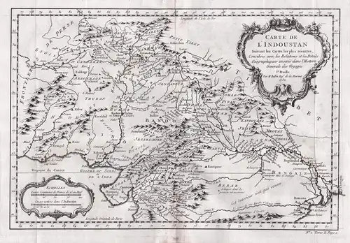 Carte de l'Indoustan - Indien India Pakistan Asia Karte map Kupferstich
