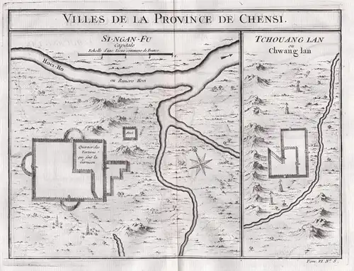 Villes de la Province de Chensi - Xi'an Shaanxi map Karte China Plan carte