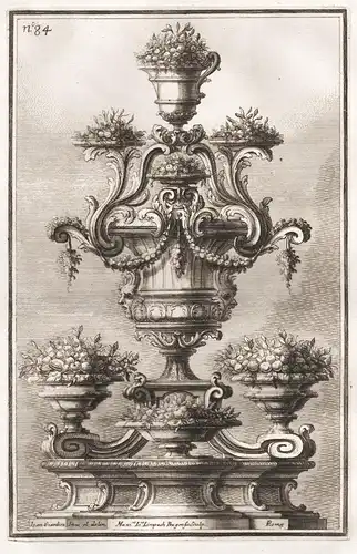 Etagere / Epergne decorated with fruit and garlands / Silber silver silversmith design baroque Barock (84)
