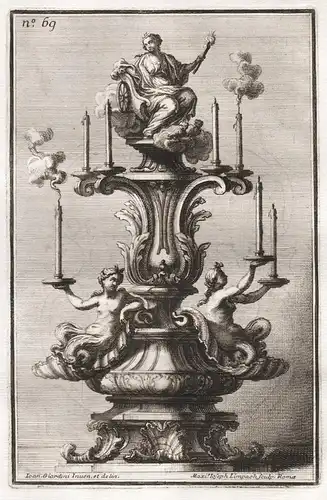 Candleholder with sea nymphs and the personification of the Night on the top / Kandelaber candelabra Kerzenstä