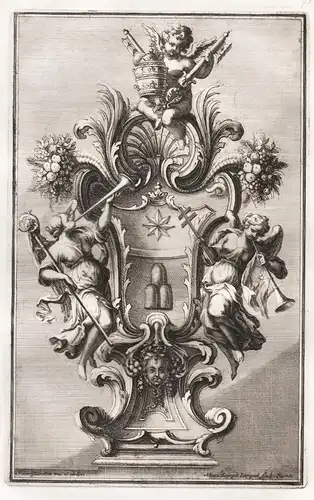 Design for ornamental object with angels and the coat of arms of Pope Clement XI / Silber silver silversmith d