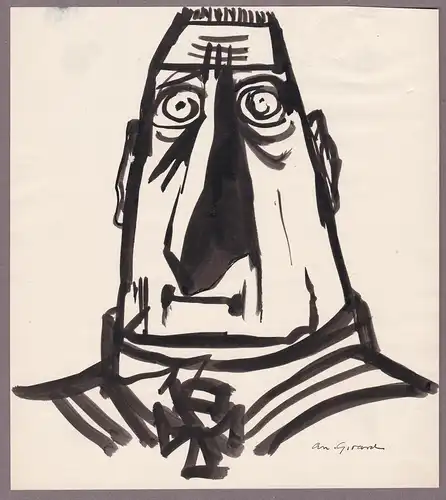 (German officer / soldier / General) - caricature Karikatur / Nationalsozialismus / Third Reich Drittes Reich