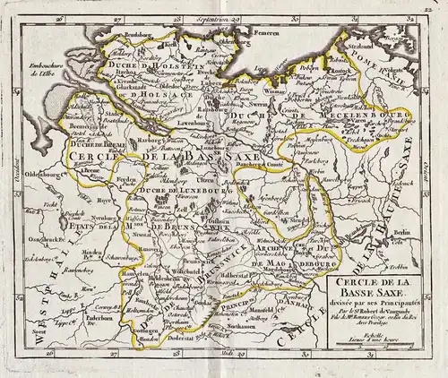 Cercle de la Basse-Saxe divisée par ses Principautes - Niedersachsen / Hamburg / Schleswig-Holstein / Mecklenb