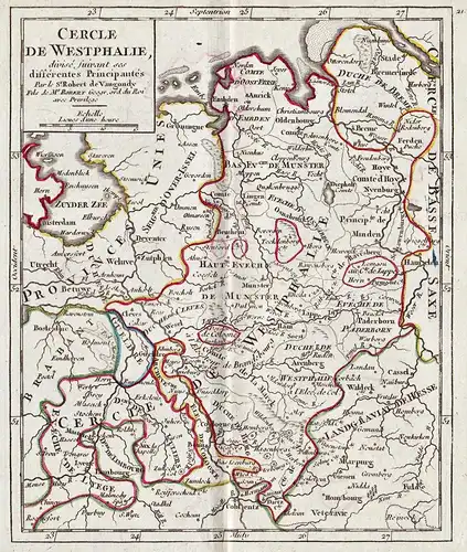Cercle de Westphalie, divisé suivant ses differentes Principautes - Nordrhein-Westfalen / Niedersachsen / Brem