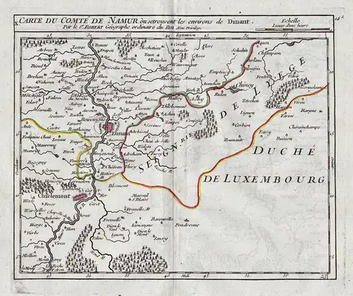X. Carte du C.te de Namur ou se trouvent les environs de Dinant. - Dinant / Givet / Ciney / Region Wallonne /