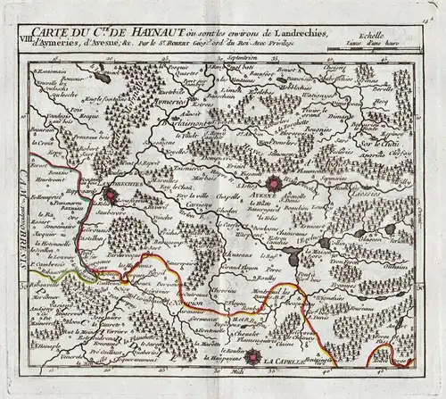 VIII. Carte du C.te de Haynaut ou sont les environs de Landrechies, d'Aymeries, d'Avesne; &c. - Landrecies / A