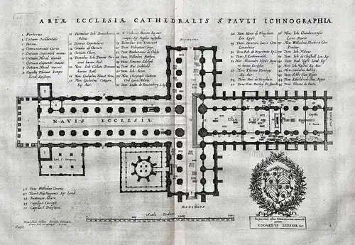 Areae Ecclesiae Cathedralis S. Pauli Ichnographia - St. Paul's Cathedral London plan Grundriss England United