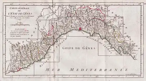 Carte Generale de l'Etat de Genes - Genova Genua / Ligure / Liguria / Imperia / Italia / Italy / Italien
