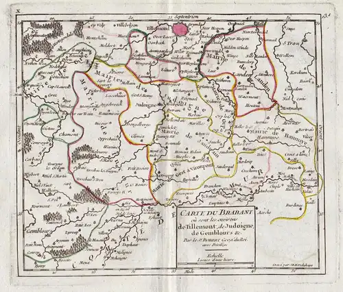 Carte du Brabant ou sont les environs de Tillemont, de Judoigne, de Gemblours &c. - Tienen / Jodoigne / Gemblo