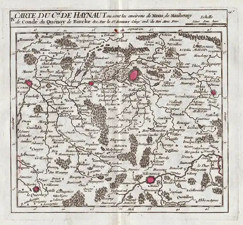 IV. Carte du C.té de Haynaut ou sont les environs de Mons, de Maubeuge de Condé du Quenoy de Binche &c. - Mons