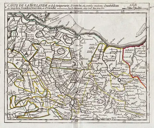 V. Carte de la Hollande et de la Seigneurie, d'Utrecht, ou sont les environs d'Amsteldam, de Muyden, Naarden,