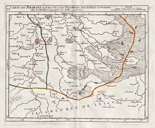 VI. Carte du Brabant ou se trouvet les envir.s d'Eyndhoven dans la Mairie de Bosleduc - Eindhoven / Helmond /