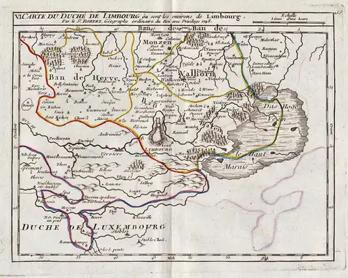 VI. Carte du Duche de Limbourg ou sont les environs de Limbourg - Limbourg / Vervieres / Eupen / Herve / Regio