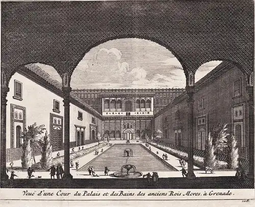 Veue d'une Cour du Palais et des Bains des anciens Rois Mores, a Grenade - Granada palace palacio / Andalucia