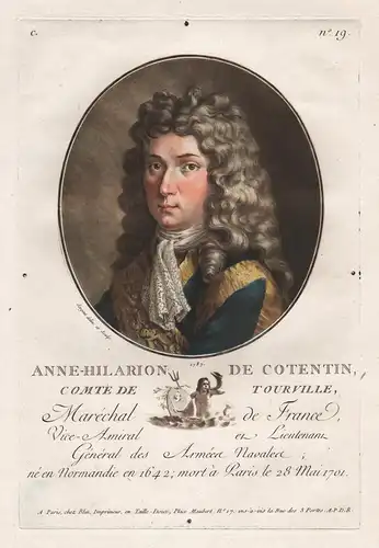 Anne-Hilarion de Cotentin, Comte de Tourville - Anne Hilarion de Costentin de Tourville (1642-1701) admiral Fr