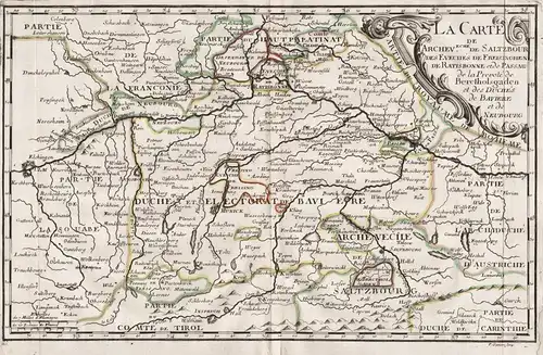 La Carte de Archev.eche de Saltzbourg, des Eveches de Freisinghen, de Ratisbonne, et de Passau de la Prvoté de