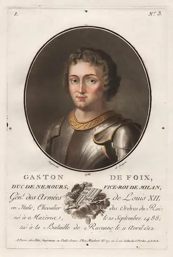 Gaston de Foix, Duc de Nemours, Vice-Roi de Milan - Gaston de Foix (1489-1512) duc de Nemours French military
