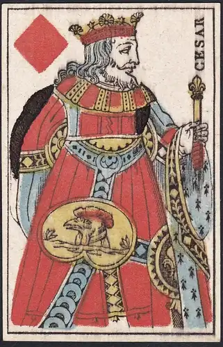(Karo-König) - King of tiles / Roi de carreau / playing card carte a jouer Spielkarte cards cartes