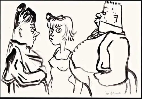 (Older couple and young girl) - Ehepaar Mädchen / caricature Karikatur / drawing dessin Zeichnung