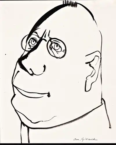(Portrait of a man with glasses / Porträt eines Mannes mit Brille) - caricature Karikatur / drawing dessin Zei