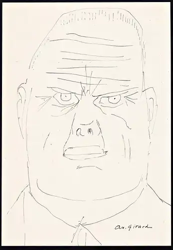 (Portrait of an angry-looking man) - caricature Karikatur / drawing dessin Zeichnung
